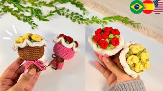 Ramo de Flores en Crochet  Tutorial Completo💐 [upl. by Mungam164]