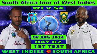 West Indies vs South Africa  WI vs SA  1st Test Day 2 of SA tour of WI 2024  Cricket Info Live [upl. by Arley667]