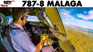 BOEING 787 Dreamliner into Malaga🇪🇸  Cockpit amp Pilotsview Landing [upl. by Lauhsoj21]