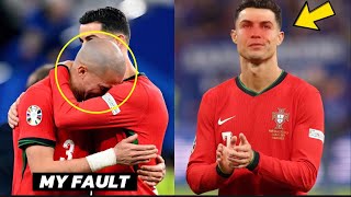 Cristiano Ronaldo Consoling Crying Pepe after Portugals Eliminated from Euro 2024 [upl. by Enautna931]