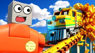 We CRASHED LEGO TRAINS into Bridges in Brick Rigs Multiplayer [upl. by Nannahs]