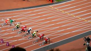 Jonnie Peacock vs Oscar Pistorius 100m Final Paralympic Record London 2012 inside the stadium [upl. by Agni]