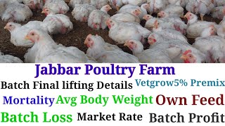 Batch Final Lifting Details jabbarpoultryfarm Vetgrow5Premix OwnFeed BatchLoss BatchProfit [upl. by Tnecillim]