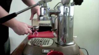 Pulling a shot on the La Pavoni [upl. by Tacita18]