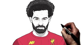 How To Draw Mohamed Salah  Step By Step  Football  Soccer [upl. by Ardnuas999]