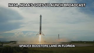 NASA NOAA’s GOESU SpaceX Boosters Land in Florida [upl. by Pillihp]