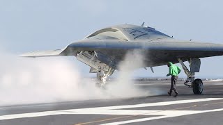 US Testing its Gigantic Drone on US Aircraft Carrier [upl. by Amitarp]