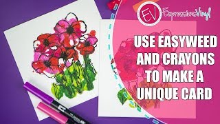 How to use Siser Easyweed Heat Transfer Iron On Vinyl and Crayons to create a unique card [upl. by Einalem321]