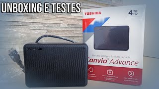 Toshiba Canvio Advance 4TB  HD USB Externo  Unboxing e Testes [upl. by Hgielar]