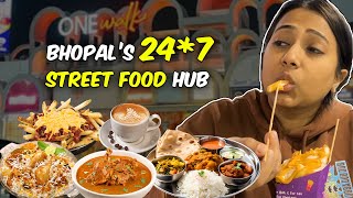 Bhopal 247 STREET FOOD Hub  Veg Thali Cheesy Fries Biryani amp more ONE WALK Food Street [upl. by Arahsit857]