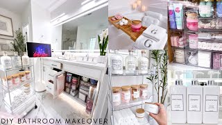 DIY BATHROOM MAKEOVER  Decorating Ideas Organizing amp Restocking  DIY Marble Flooring [upl. by Naresh]