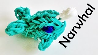 Rainbow Loom Whale  Narwhal 3D Charm  design made with loom bands [upl. by Ajad]