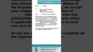 Acceptance Letter for Resignation  Letter of Acceptance for Employee Resignation [upl. by Chun188]