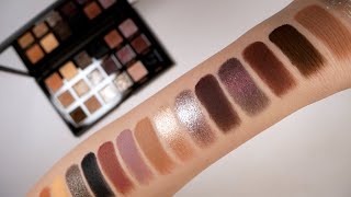 HUDA BEAUTY Pretty Grunge Eyeshadow Palette Finger amp Brush Live Swatches [upl. by Ahsatan]