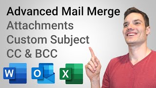 How to Mail Merge with Attachments Custom Subject amp CC  BCC  using Word Excel amp Outlook [upl. by Onirotciv258]