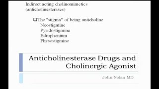 Lect 16 Anticholinesterase Drugs [upl. by Yekcin915]