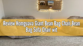 Review Homguava Giant Bean Bag ChairBean Bag Sofa Chair with Armrests Bean Bag Couch Stuffed High [upl. by Enuahs74]