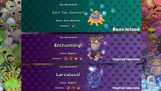 Hatching 3 New Monsters  Rare Toe Jammer Echantling Larvaluss   My Singing Monsters [upl. by Fihsak]