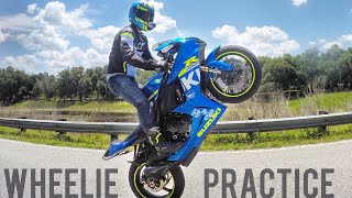 GSXR750 Wheelie Practice Fails Included [upl. by Irodim]