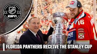 Florida Panthers captain Aleksander Barkov hoists the Stanley Cup 🏆 TROPHY CEREMONY  NHL on ESPN [upl. by Ocko]