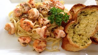 Camarones Scampi con pasta linguine Receta [upl. by Adigun919]