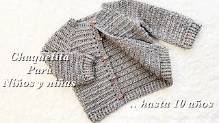 Chaquetita Abrigo Sueter o Chambrita a Crochet o Ganchillo PASO A PASO 18 años Crochet for Baby [upl. by Froma]