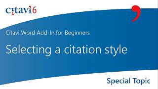 Citavi 6 Word AddIn Selecting a citation style 22 [upl. by Emilia]