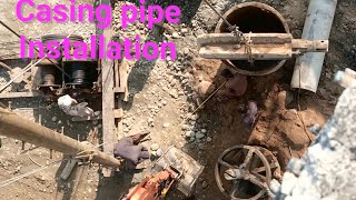 Casing Pipe Installation Bridge pile Work By Refrence points [upl. by Stoops]