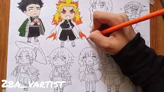 demon slayer hashira drawing chibi version [upl. by Trace]