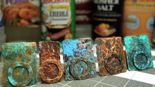 Copper Patinas  How To Patina Copper Metal  Five Recipes  Verdigris Liver of Sulphur Vinegar [upl. by Westland]