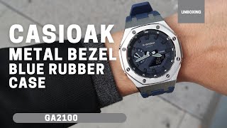 CasiOak GA2100 Metal Bezel Blue Fluorine Rubber [upl. by Sualk]