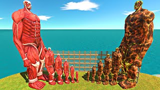 Growing Colossal Titan vs Growing Infected Colossal Titan  Animal Revolt Battle Simulator [upl. by Yntruoc]