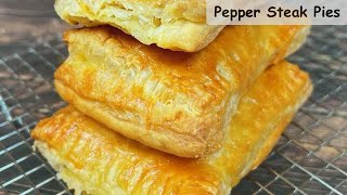 HOW TO MAKE PEPPER STEAK PIES  MEAT PIE RECIPE [upl. by Joe]