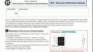 Spé T3A3  Cellule photovoltaïque partie A [upl. by Jalbert831]