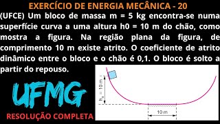 EXERCÍCIO RESOLVIDO DE ENERGIA MECÂNICA  20 Um bloco de massa m  5 kg encontrase numa superf [upl. by Idleman]