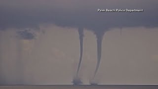 Pair of waterspouts spotted off south Florida coast [upl. by Mckale]