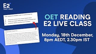 FREE OET Live Class  OET Reading  Sample Questions amp Answers [upl. by Irma802]