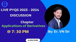 AOD JEE  AOD CLASS 12  APPLICATIONS OF DERIVATIVES FOR JEE  By Er VN Sir [upl. by Akienom]