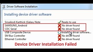 CDC Serial SAMSUNGAndroid No driver found Driver software installation Windows 7 [upl. by Aztinaj]