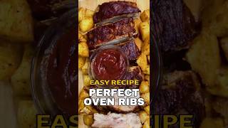 Easy OvenBaked Pork Ribs with BBQ Sauce and Potatoes 🍖🥔 Shorts [upl. by Hatfield]