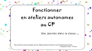 Une journée en ateliers autonomes au cp [upl. by Kirbee501]