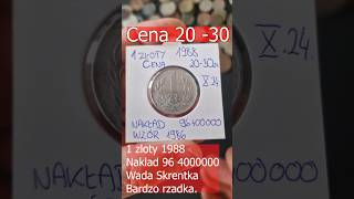 1 złoty 1988 cena 2030 zł Brak produkcyjny Skrętka 320°Monety Prlu 1złoty 1988 [upl. by Llerref]