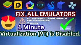 FIXED your cpu virtualization vt is disabled Enabling VT will achieve 10X performance gain [upl. by Kyre]