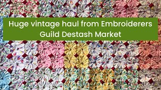 Huge vintage fabric linen doily amp fibre haul from Embroiderers Guild Destash Market vintagehaul [upl. by Hamburger]