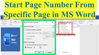 How to Insert Page Number from Specific Page in MS Word  Start Page Number from Specific Page [upl. by Ludwog927]