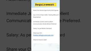 Hiring QA Engineer  experienced can apply  software testing softwareengineer softwaretester job [upl. by Nanette321]