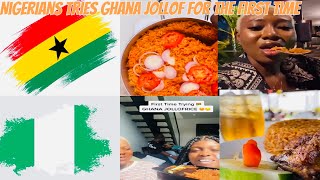 GHANA JOLLOF WON OVER NIGERIA JOLLOF 🇬🇭🇳🇬NIGERIAN TRIES GHANA JOLLOF FOR THE FIRST TIME ghananews [upl. by Esemaj]