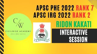 REUPLOADED RANK 7 APSC PHE 2022 INTERVIEW GUIDANCE SESSION  RIDON KAKATI apscae phed assam [upl. by Soll]