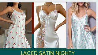 Beautiful Night wear sexy embellished Bridal Laced satin Nightywomen2024 shorts shorts [upl. by Dilly]