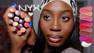 TRYING NYX BUTTER GLOSSES ON DARK SKIN [upl. by Barr]